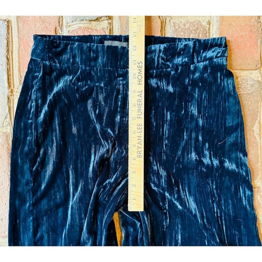 LUCY Paris Women's Blue crushed Velvet Wide-Leg Trousers Small Casual flowing‎ - Picture 7 of 8